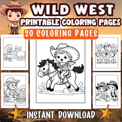 Wild West Coloring Pages, Printable Cowboy Colouring Sheets, Kids ...
