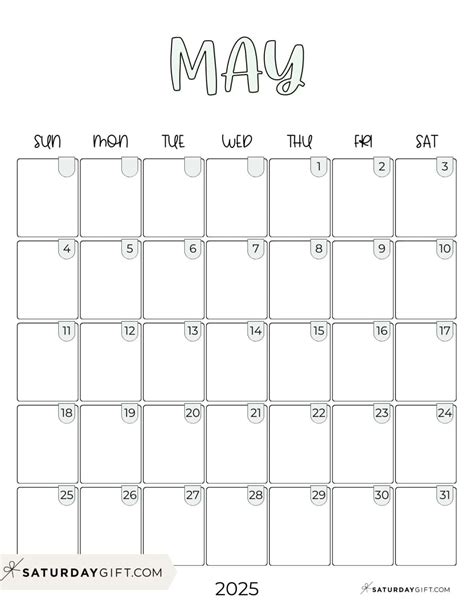 Cute 2025 Monthly Calendar Free Printable