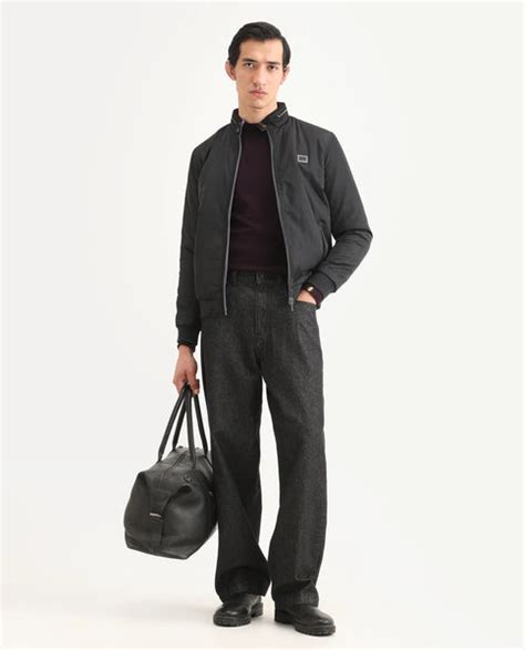 Rare Rabbit Men's Royban-2 Black Polyester Plain Regular Fit Full Slee