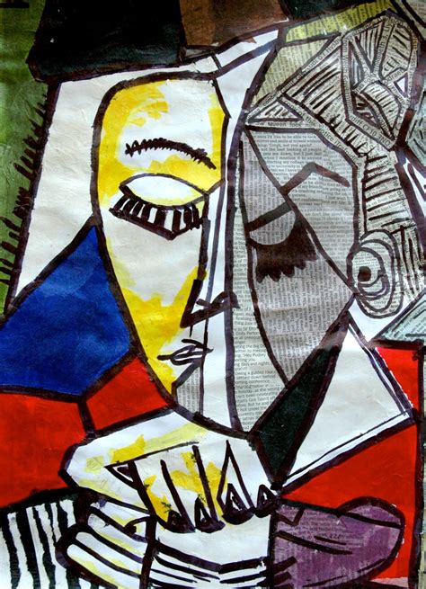 A portrait by Picasso made with collage | Pablo picasso paintings ...