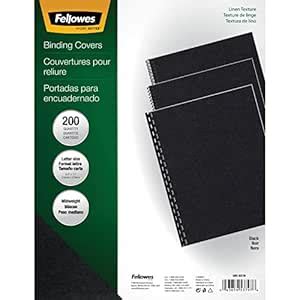 Fellowes Binding Linen Presentation Covers, Letter, Black, 200 Pack ...