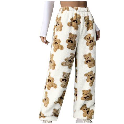 Aloohaidyvio No Boundaries Women's Plush Pajama Pants Cute Bear Printed ...