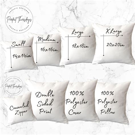 Throw Pillow Size Chart and Key Features Mockups, Throw Pillow Listings ...