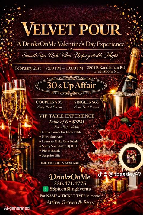 Velvet Pour Drinkzonme Valentine’s Day Experience, 2804 R Randleman Rd ...