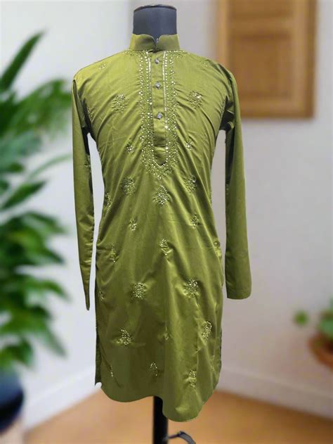Men's Green Handcrafted Embellished Kurta Set - KPH Outfits – Kph ...