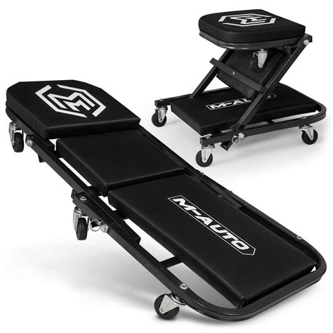 M-AUTO Foldable Z Creeper 2-in-1 Rolling Folding Car Creeper & Seat, 36 ...