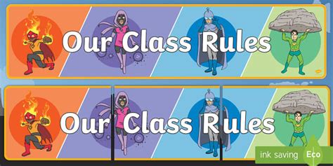 Our Class Rules Superhero Themed Display Banner - - Twinkl
