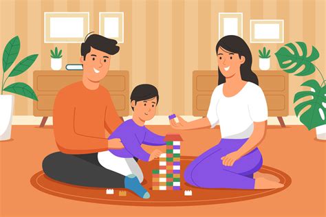 Happy Family Playing Together at Home 11888644 Vector Art at Vecteezy
