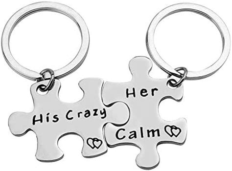 Couple Puzzle Keychain Gift Her Calm His Crazy Keychain His and Hers ...