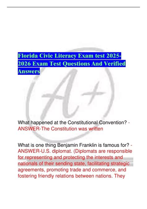 Florida Civic Literacy Exam test Exam Test Questions And Verified ...