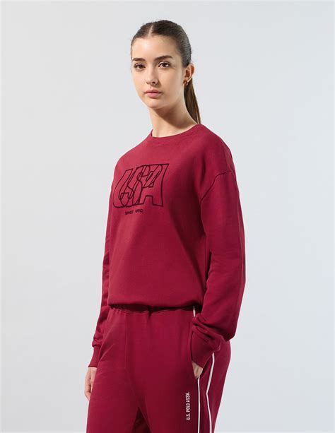 Buy Relaxed Fit Brand Printed Sweatshirt Red|U.S. Polo Assn. India
