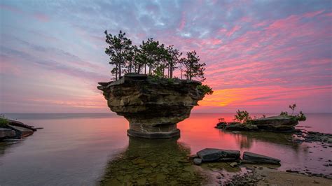 Download Cloud Horizon Lake Huron Michigan Lake Sunset Tree Nature Rock ...