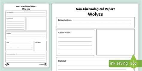 KS2 Wolves Non-Chronological Report Writing Frame