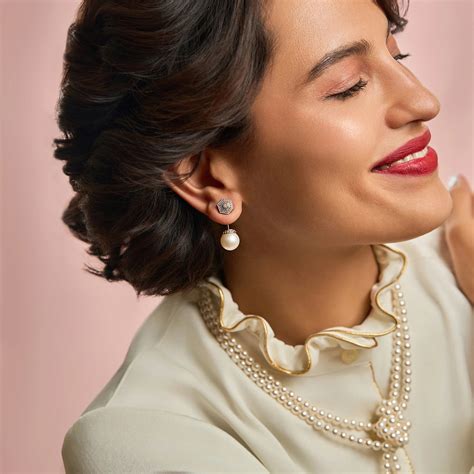 Hexa Gold Diamond and South Sea Pearl Front and Back Earrings – MOI ...