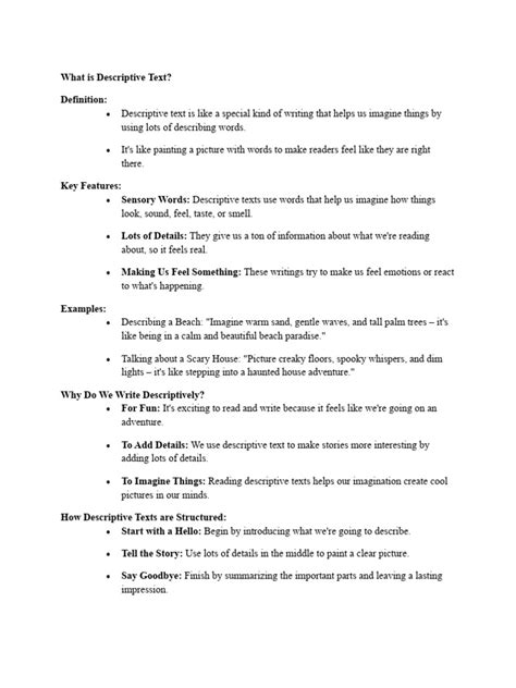 Image result for Definition Descriptive Text