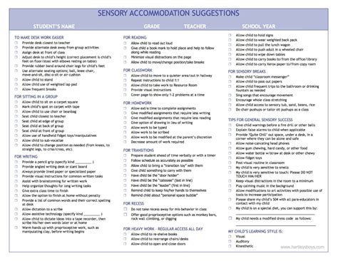 Printable list of 504 accommodations for students with disabilities ...