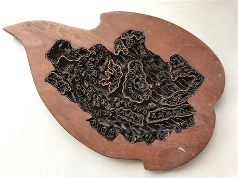 Vintage Indonesian Islands Map Batik Copper tjap (chop) or stamp ...