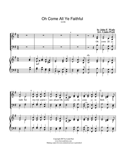 Oh, Come All Ye Faithful (by Linda Pratt -- SATB)