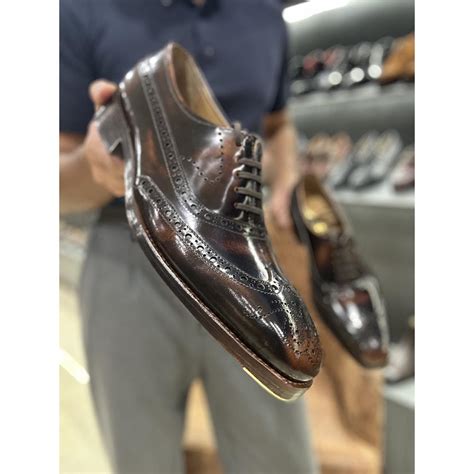Tan Brushed Calf Goodyear Welted Full Brogue Square Toe Oxford With Go ...