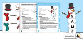 Name Writing Snowman Craft (teacher made) - Twinkl