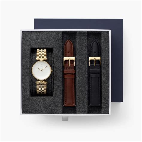 Unika - BUNDLE White Dial Gold | Gold 5-Link / Black / Brown Leather S