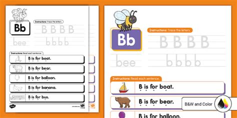 Letter B Fluency Sentences for ELL Alphabet Activity