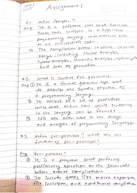 Cd assignmnt 1 - compiler design - Compiler Design - Studocu