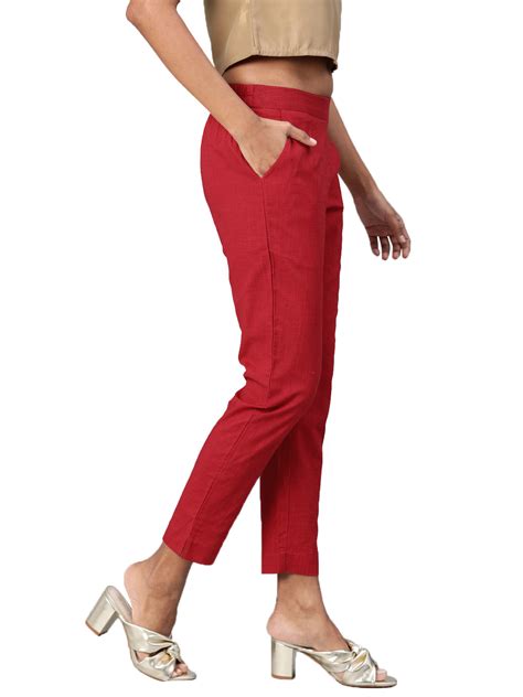 Divena Women Maroon Straight Fit Solid Regular Trousers – divena world