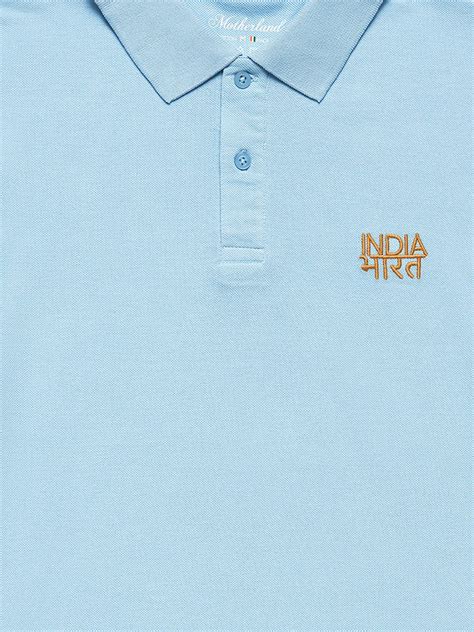 Bharat-India Blue Colour Polo T-Shirt for Men | 100% Cotton ...