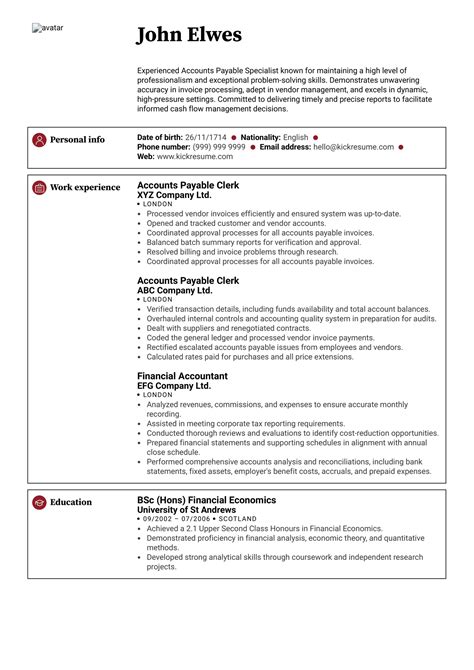 Senior Accountant CV Resume Sample | Kickresume