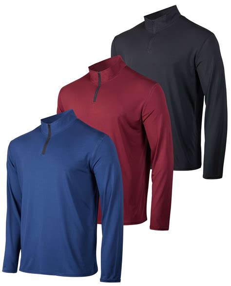 Real Essentials Men's 3-Pack Dry-Fit Quarter Zip Athletic Shirts ...