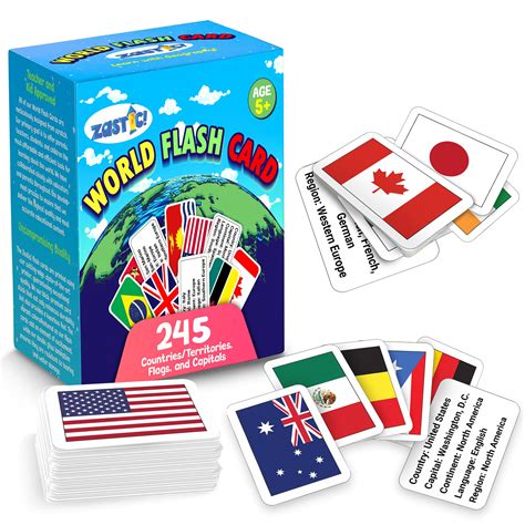 Zastic World Flags Flashcards 245 Country Flags Capitals Languages ...