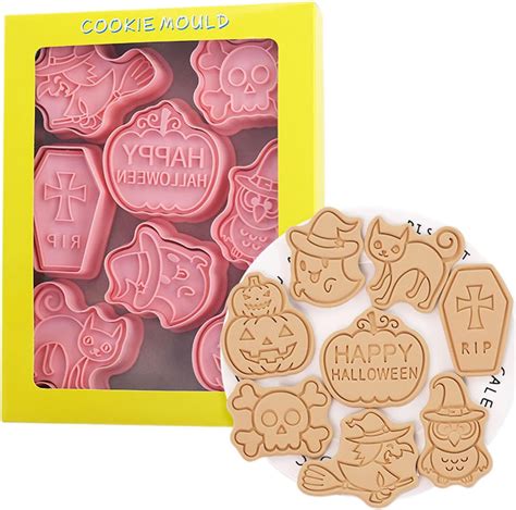 Amazon.com: Novel Halloween Cookie Cutters and Stamper, Pumpkin, Ghost ...