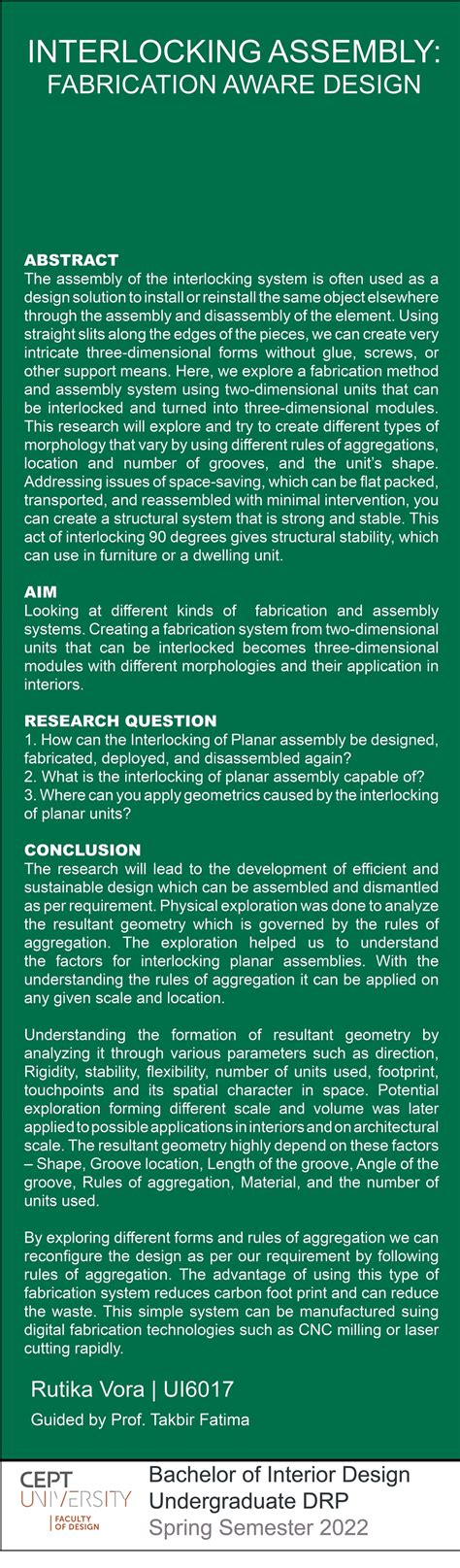 Interlocking Assembly: Fabrication Aware Design | CEPT - Portfolio