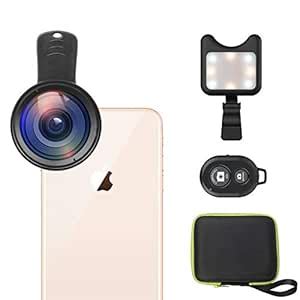 Phone Camera Lens Kit Pro - Macro Lens & Wide Angle Lens with LED Light ...