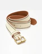 Buy American Eagle Women White Contrast Stitch Leather Belt Online