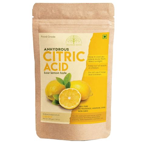 Hollywood Secrets 100% Citric Acid Powder Pure Grade Non-Gmo 200 Gms ...