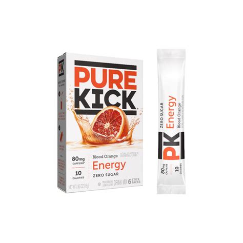 PURE KICK Blood Orange (zero sugar) Energy Drink Mix (6 stick packs ...