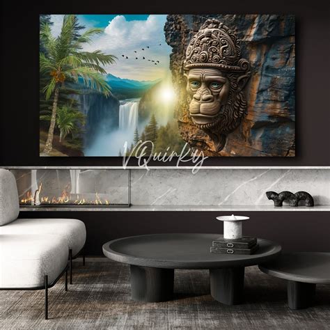 Hanuman JI Horizontal Canvas Painting – VQuirky