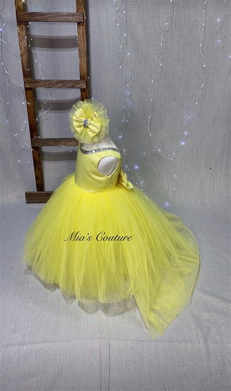 Princess Gown, Yellow Ball Gown, Baby Dress, Full Length Gown, Formal ...