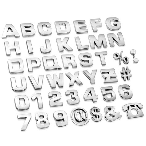 Lamoutor 43Pcs Car Emblem Letters Sticker DIY 3D Chrome Number Symbol ...