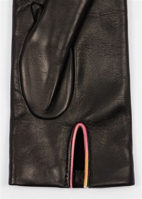 Women's Black Leather 'Swirl' Gloves