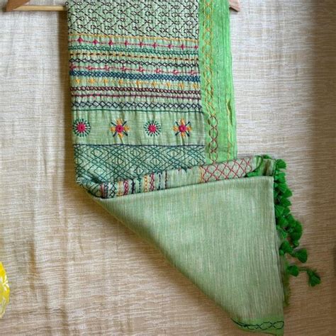 Handloom Cotton Saree With Lambani Hand Embroidery-Green Manufacturer ...