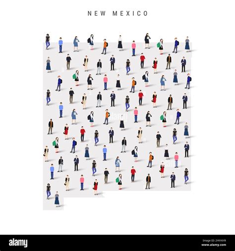 New Mexico US state population map. Large group of people. Flat vector ...