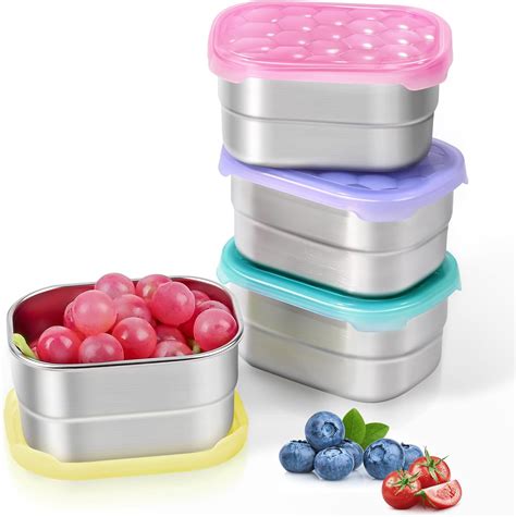 Amazon.com: Tanjiae 8oz Small (1 CUP) Stainless Steel Snack Containers ...