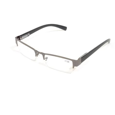 Supra Reading Glasses - Grey Rectangle Metal Frame with Spring Hinges ...