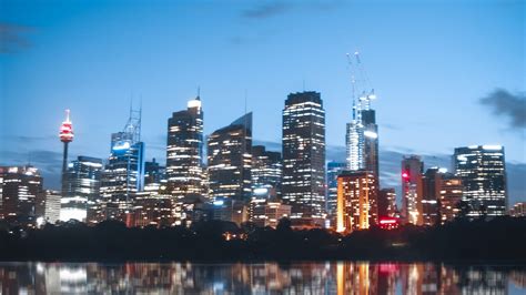 Download wallpaper 1920x1080 night city, buildings, lights, reflection ...