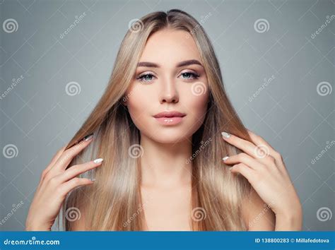 Blonde Hair Woman. Beautiful Model Girl with Long Straight Healthy ...