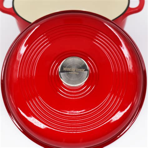 7 Quart Enameled Cast Iron Dutch Oven with Lid - Rooster Red | Mountain ...