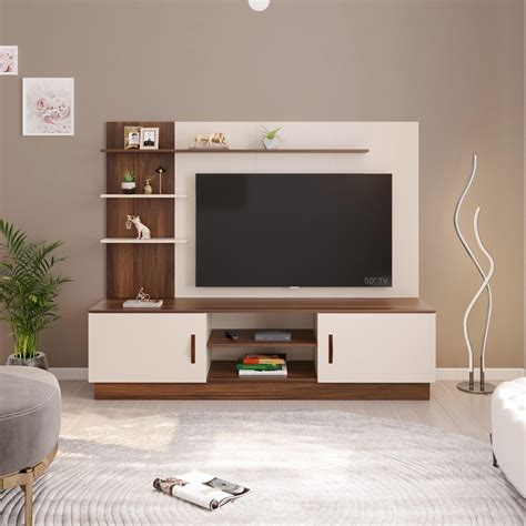 BLUEWUD Rowlet Large Engineering Wood Floor Standing TV Entertainment ...